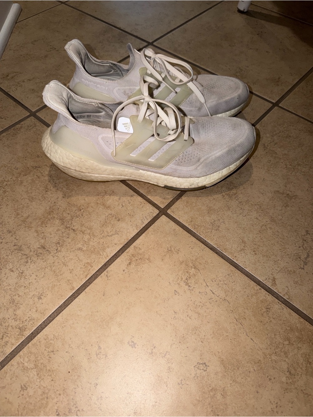 adidas Light Beige Knit Running Sneakers